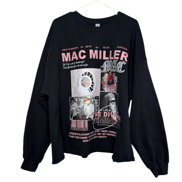 Mac Miller Sweaters - Mac MIller Pink & Black Crewneck Graphic Print Sweatshirt Size 2X
